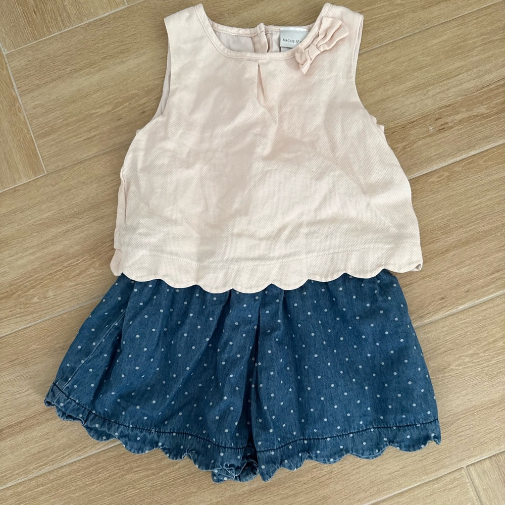 Maggie & Zoe Pink Top with Blue Polka Dot Skirt One-Piece